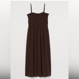 Smocked bodice midi dress